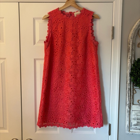Kate Spade Shore Thing Lace Shift Dress Sleeveless Coral Peach Sherbet 8 Spring - Picture 3 of 11